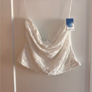 White Abound Textured Tube Top